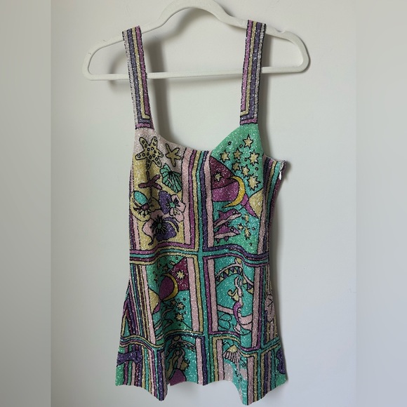 Oceanus Dresses & Skirts - Viral Oceanus Talia Hand Beaded Pastel Mini Dress